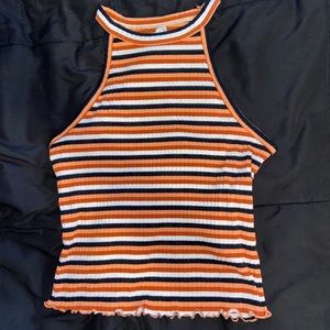 High Neck Striped Top